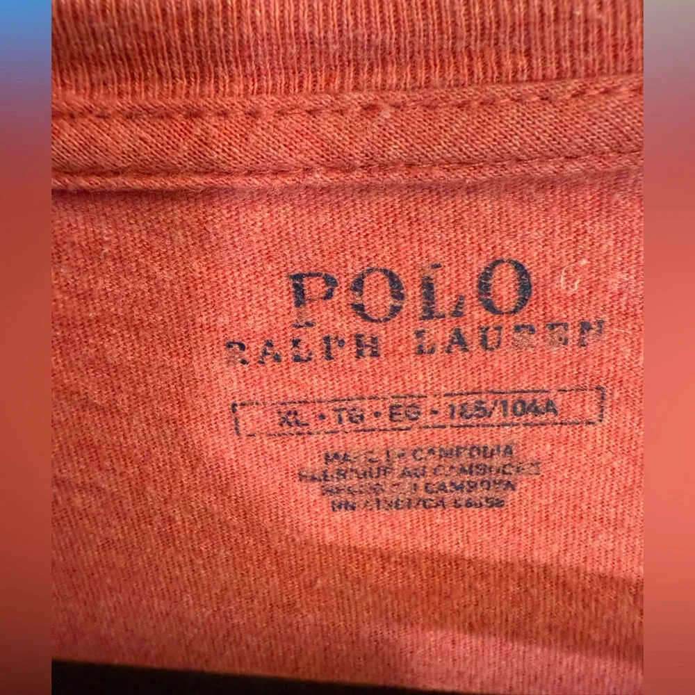 Polo by Ralph Lauren Coral Long Sleeve Tee Shirt Blue Pony logo XL